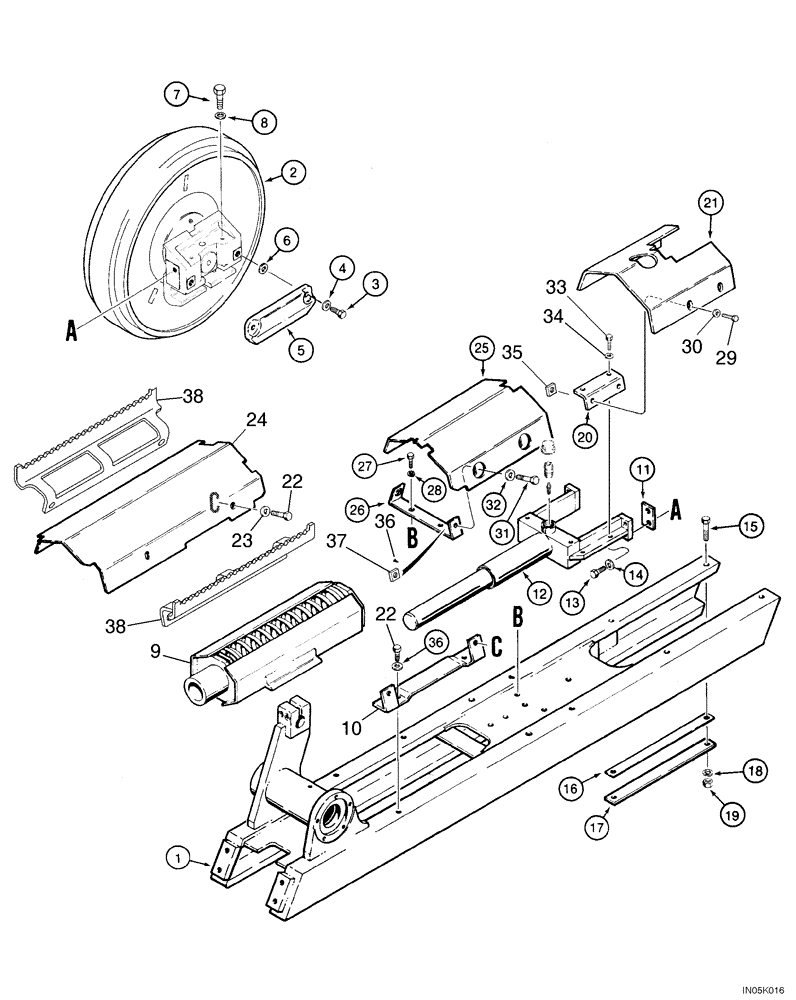 Схема запчастей Case 1150H_IND - (05-02) - IDLER - RECOIL SYSTEM (11) - TRACKS/STEERING