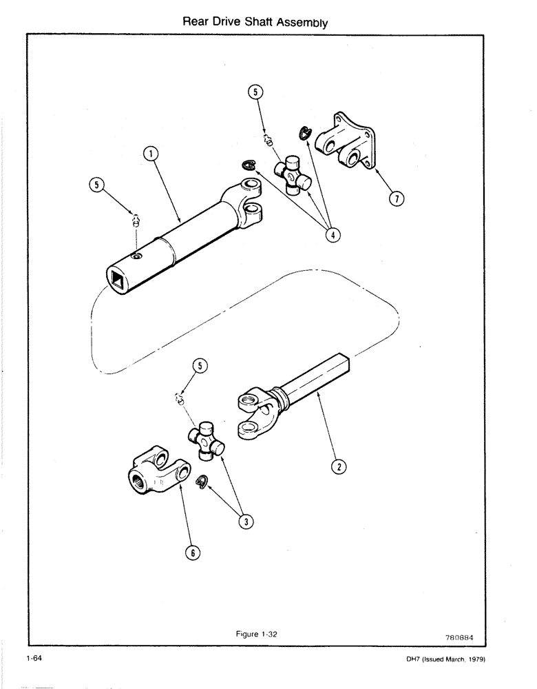 Схема запчастей Case DH7 - (1-64) - REAR DRIVE SHAFT ASSEMBLY (27) - REAR AXLE SYSTEM