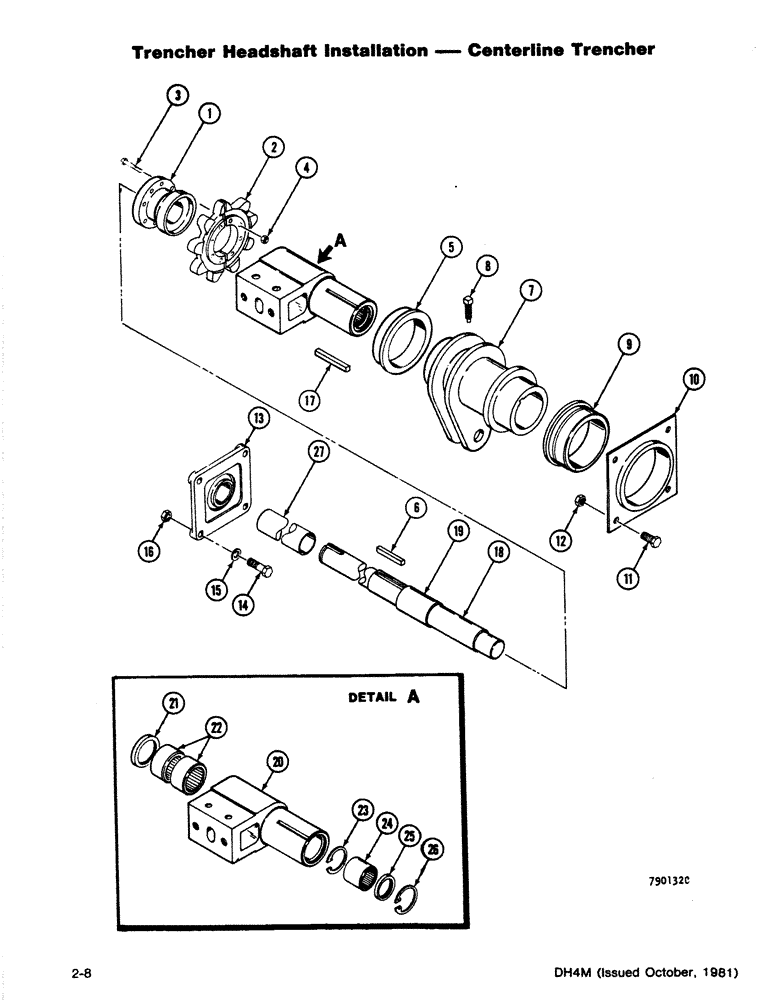 Схема запчастей Case DH4B - (2-08) - TRENCHER HEADSHAFT INSTALLATION - CENTERLINE TRENCHER (89) - TOOLS