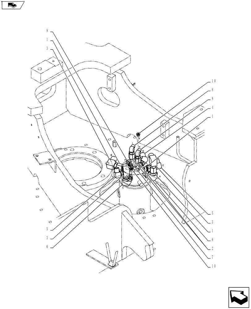 Схема запчастей Case CX55BMSR - (01-028[00]) - HYD LINES, SWIVEL (ANGLE DOZER) (35) - HYDRAULIC SYSTEMS