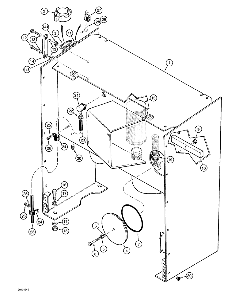 Схема запчастей Case 921 - (8-002) - HYDRAULIC RESERVOIR, PRIOR TO P.I.N. JAK0026022 (08) - HYDRAULICS