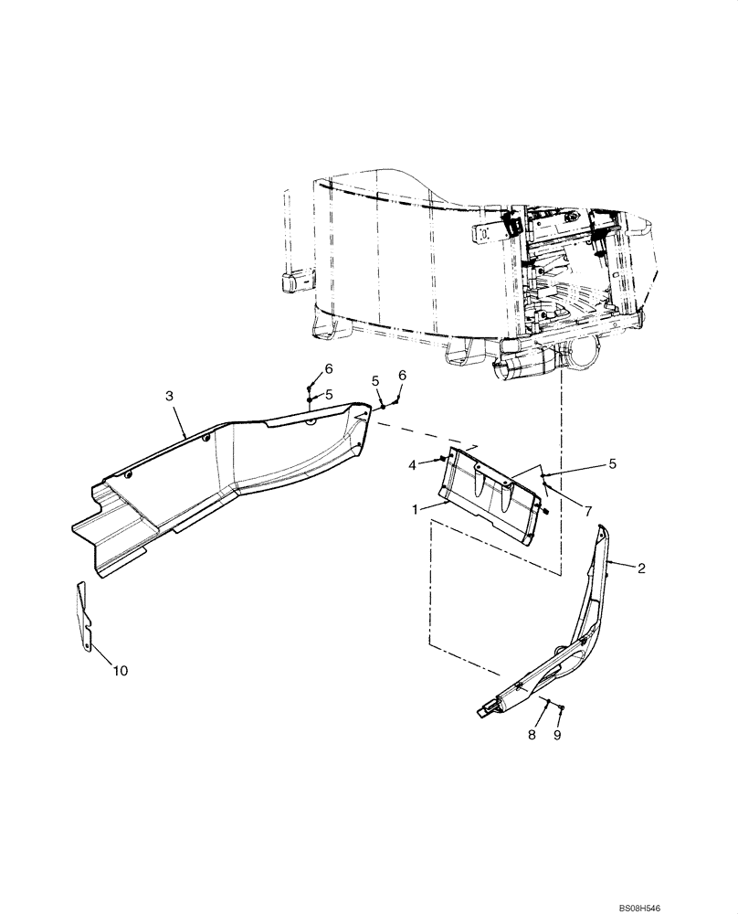 Схема запчастей Case 521E - (09-34) - COVERS - CAB AND CANOPY, LOWER (09) - CHASSIS