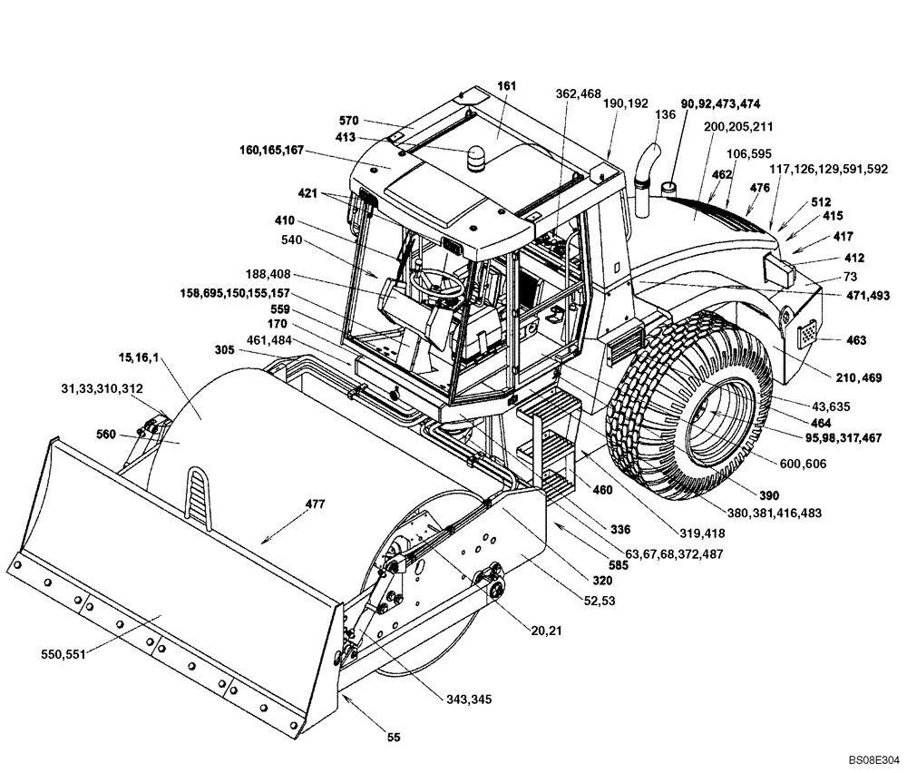 Схема запчастей Case SV210 - (01-01[01]) - PICTORIAL INDEX / COMPLETE CAB / SMOOTH DRUM (00) - PICTORIAL INDEX