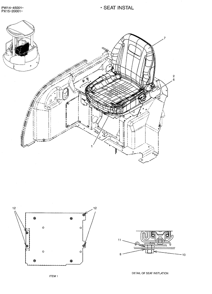 Схема запчастей Case CX36B - (01-061) - SEAT INSTALLATION (PW25M00029F1) (05) - SUPERSTRUCTURE