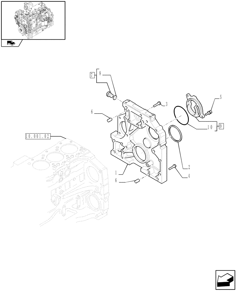 Схема запчастей Case F4DFE613J A004 - (10.102.02) - CRANKCASE COVERS (10) - ENGINE