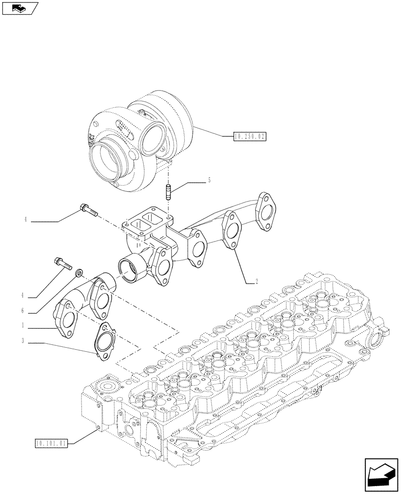 Схема запчастей Case F4HFE613S A002 - (10.254.05) - EXHAUST MANIFOLD (2854817) (10) - ENGINE