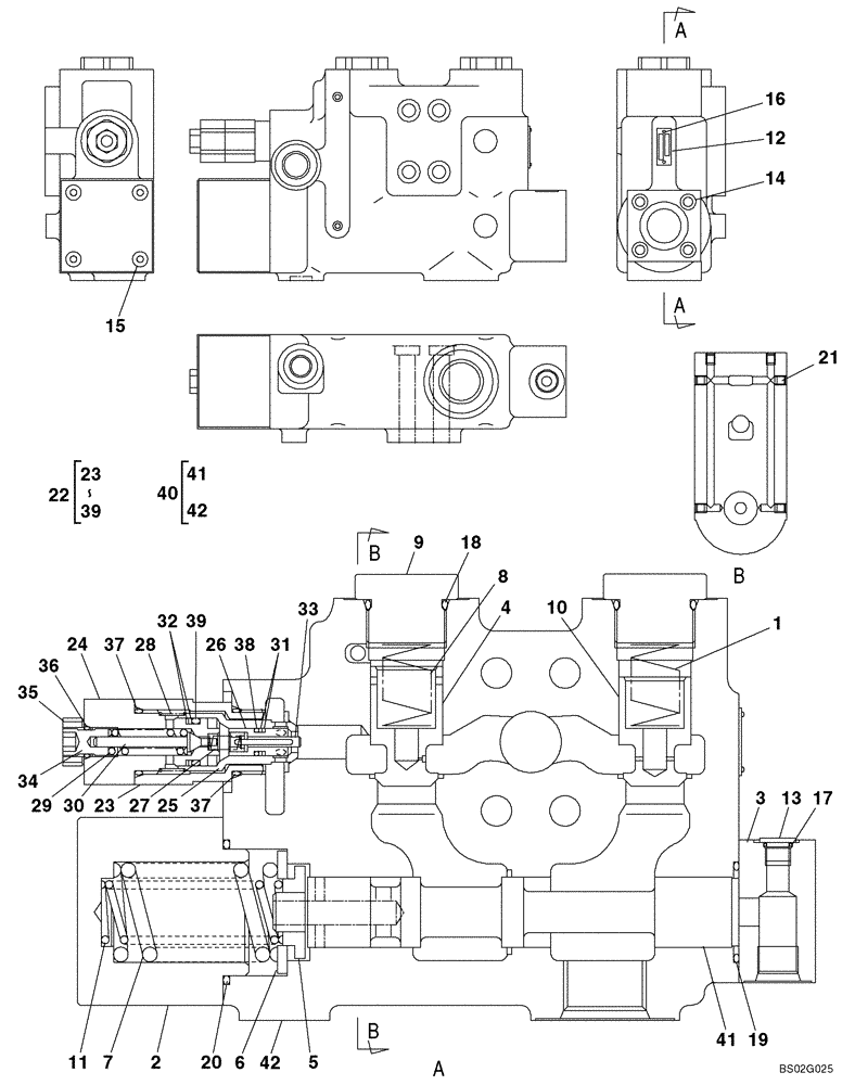 Схема запчастей Case CX210 - (08-48A) - VALVE ASSY, RELIEF - ARM CYLINDER, MODELS WITH LOAD HOLD (08) - HYDRAULICS