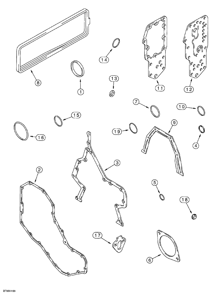 Схема запчастей Case 580SL - (2-050) - GASKET KIT, 4T-390 EMISSIONS CERTIFIED ENGINE, CYLINDER BLOCK (02) - ENGINE