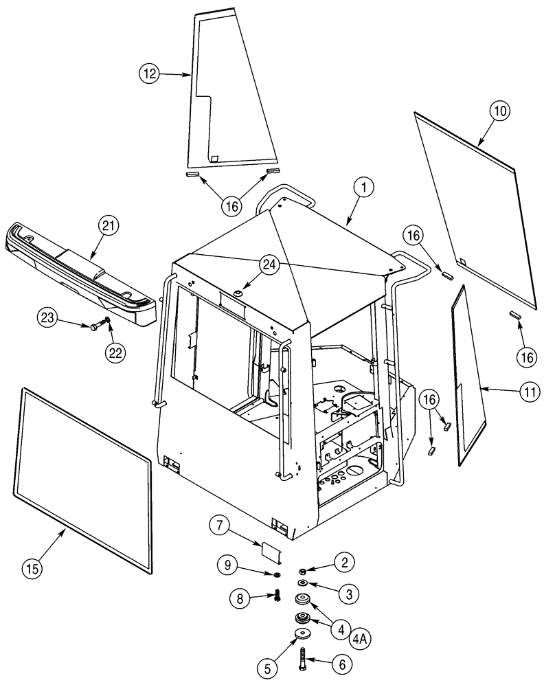 Схема запчастей Case 621D - (09-32) - CAB - MOUNTING AND GLASS (09) - CHASSIS