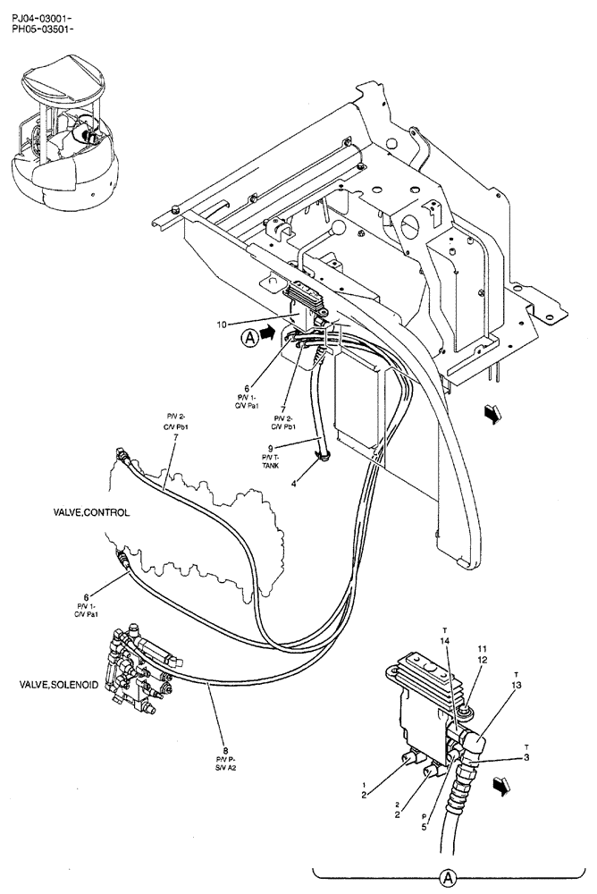 Схема запчастей Case CX50B - (02-048) - CONTROL LINES, REMOTE (DOZER) (05) - SUPERSTRUCTURE