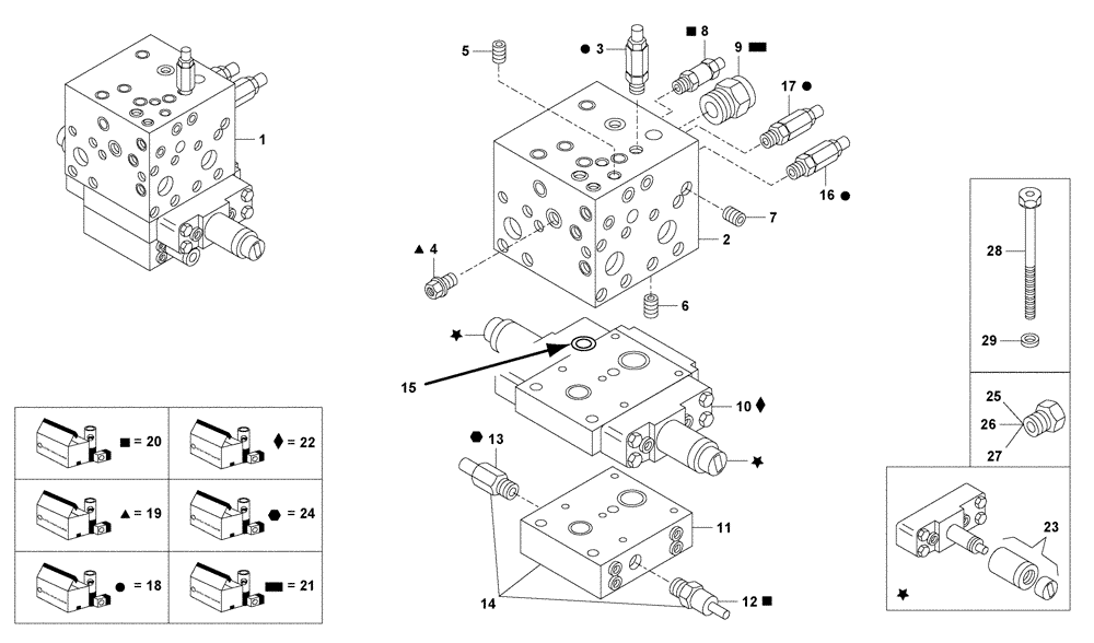 Схема запчастей Case 327B - (72H00000004[001]) - VALVE ASSEMBLY, DISTRIBUTOR (UNTIL P.I.N. HHD0327BN7PGXXXXX) (89500418159) (09) - Implement / Hydraulics / Frame / Brakes