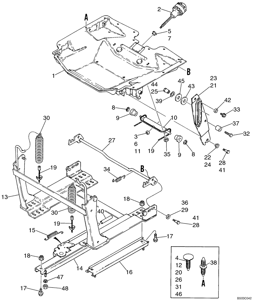 Схема запчастей Case 1840 - (09-22A) - DELUXE OPERATORS SEAT (NORTH AMERICA) (09) - CHASSIS/ATTACHMENTS