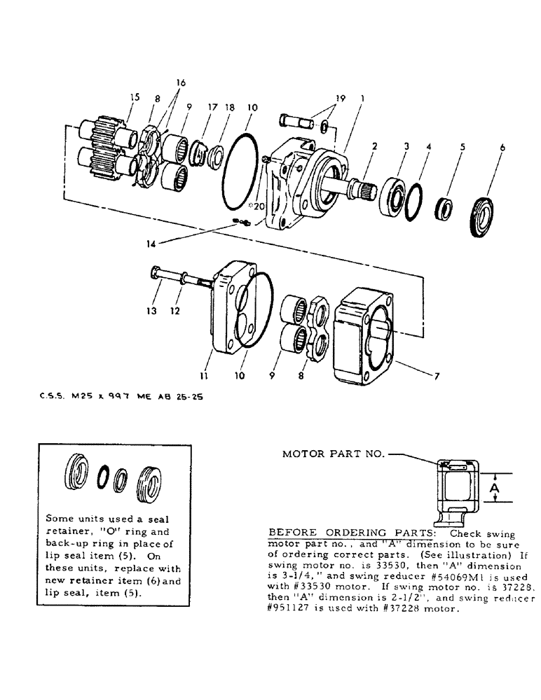 Схема запчастей Case 30YC - (046) - TURNTABLE SWING MOTOR (2-1/2" GEARS) (07) - HYDRAULIC SYSTEM