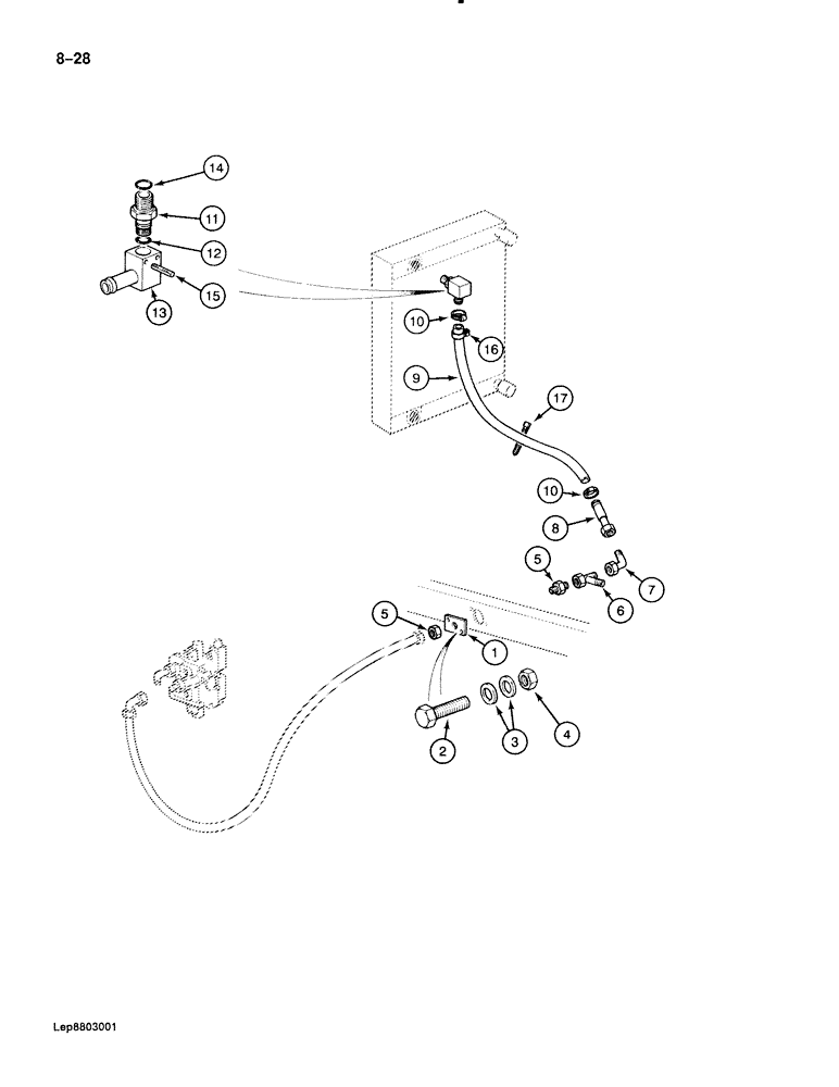 Схема запчастей Case 888 - (8-028) - HYDRAULIC PUMP LINES, SWING VALVE RETURN LINES, P.I.N. FROM XXXXX AND AFTER (08) - HYDRAULICS