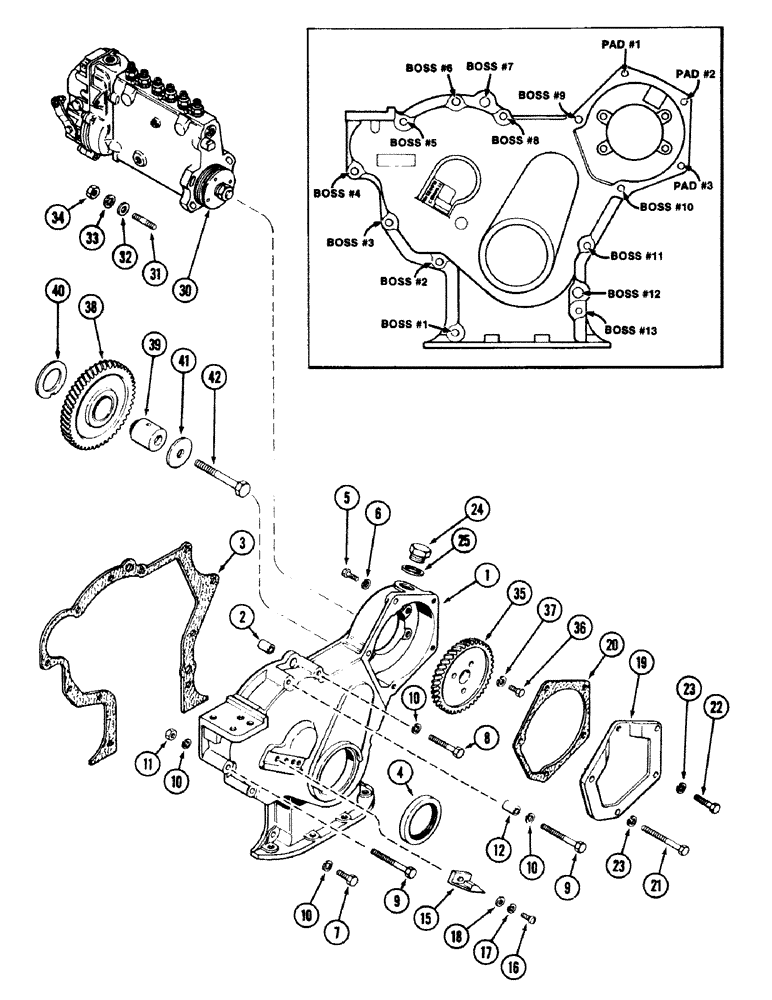 Схема запчастей Case 50 - (2-58) - TIMING GEAR COVER, 504BDT ENGINE (02) - ENGINE