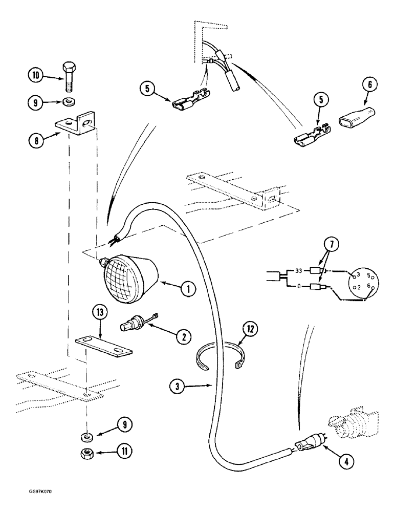 Схема запчастей Case 888 - (4-44) - BOOM CYLINDER LAMP ELECTRICAL CIRCUIT (04) - ELECTRICAL SYSTEMS