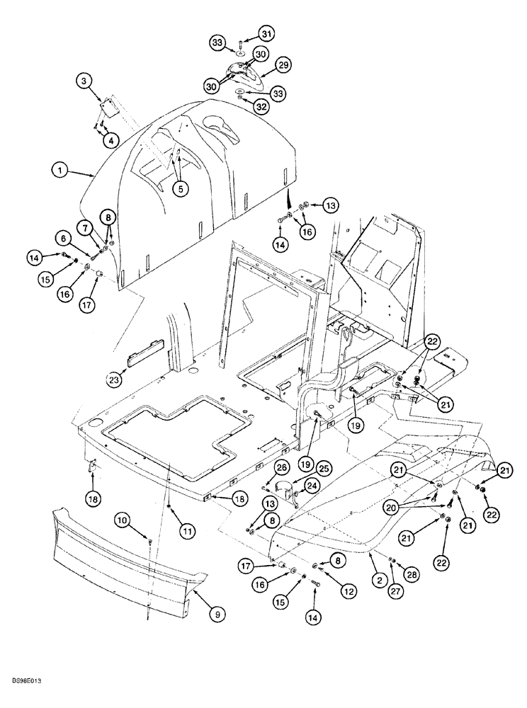 Схема запчастей Case 580SL - (9-096) - REAR FENDERS AND REAR CLOSURE PANEL, ROPS CANOPY MODELS (09) - CHASSIS/ATTACHMENTS