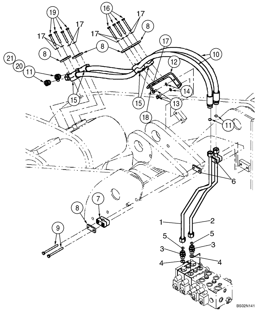 Схема запчастей Case 521D - (08-08) - HYDRAULICS - LOADER AUXILIARY (Z BAR LOADER) (08) - HYDRAULICS