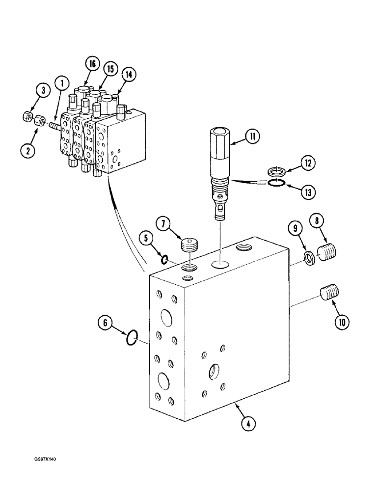 Схема запчастей Case 888 - (8C-24) - ATTACHMENT CONTROL VALVE, P.I.N. 15401 THRU 15547, P.I.N. 106801 THRU 106803 (08) - HYDRAULICS