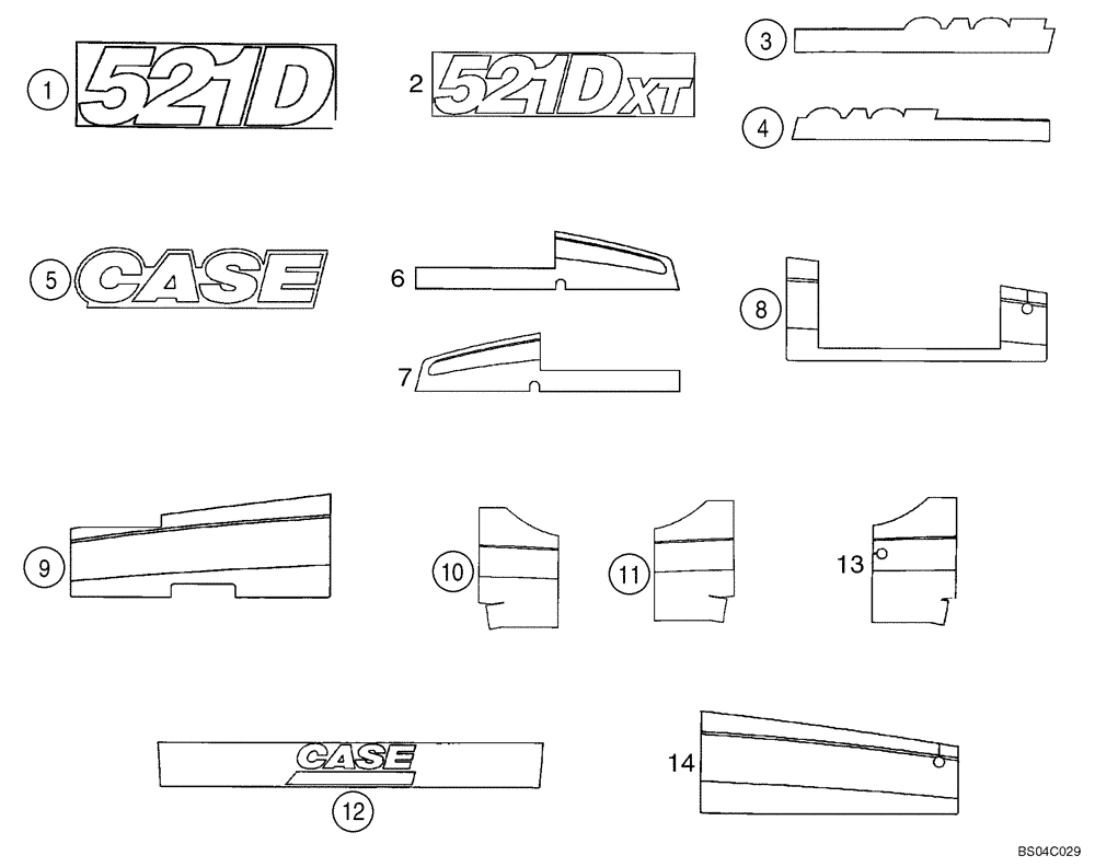 Схема запчастей Case 521D - (09-60) - DECALS (09) - CHASSIS