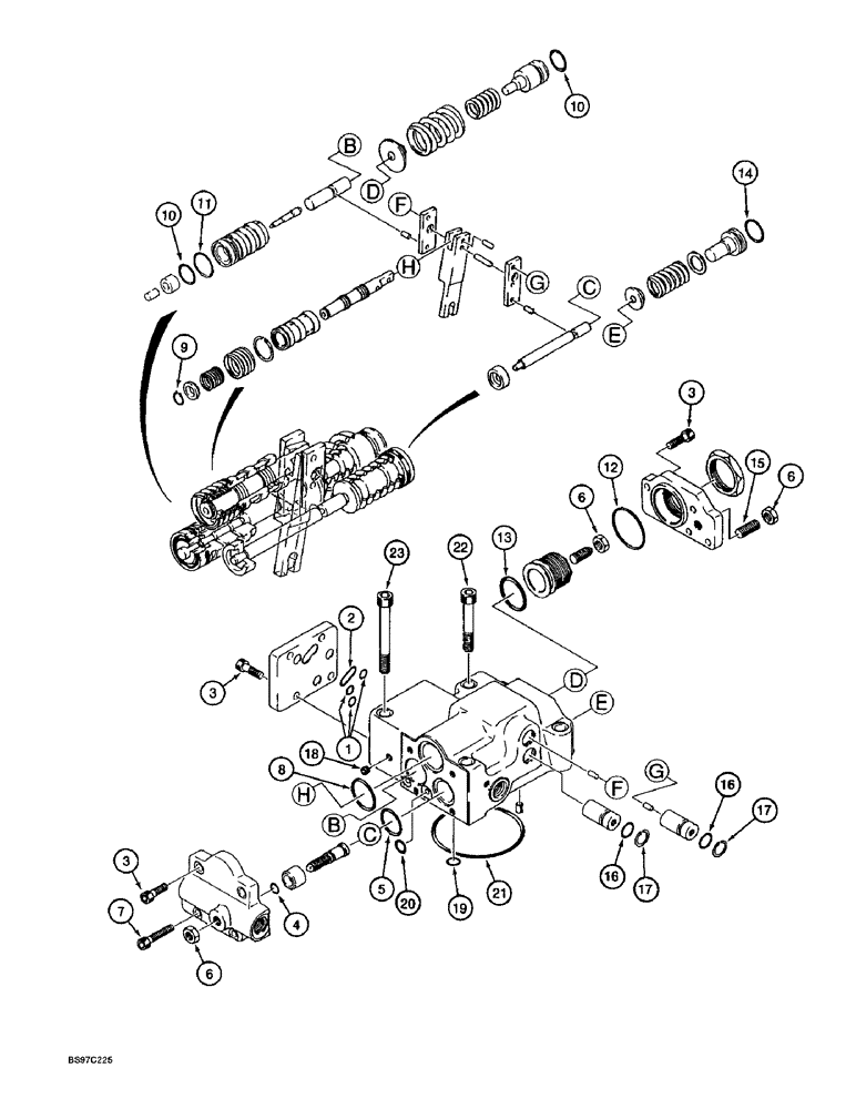 Схема запчастей Case 9045B - (8-086) - 162220A1 HYDRAULIC PUMP, 160162A1 PUMP REGULATOR (08) - HYDRAULICS