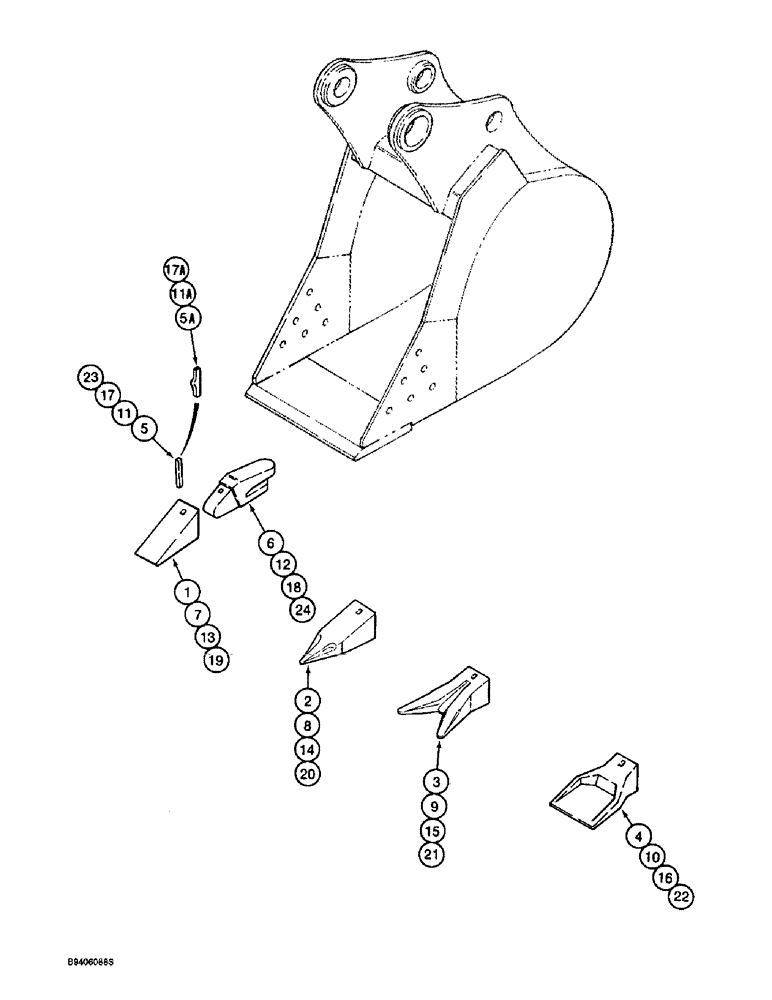 Схема запчастей Case 9030B - (9-130) - HENSLEY BUCKET TOOTH OPTIONS (09) - CHASSIS