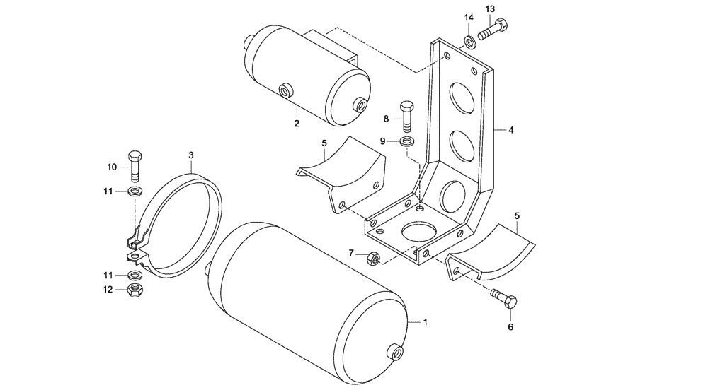 Схема запчастей Case 340 - (47A00011764[001]) - BRAKE SYSTEM - AIR TANKS CLAMPING (33) - BRAKES & CONTROLS