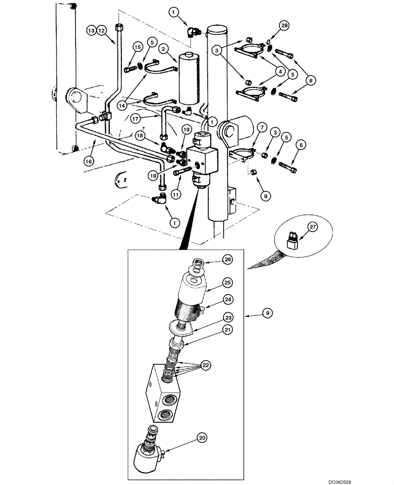 Схема запчастей Case 865 - (08.14[00]) - BLADE HYDRAULIC CIRCUIT - LIFTING ACCUMULATOR (OPTIONAL) (08) - HYDRAULICS