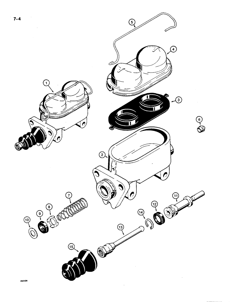 Схема запчастей Case 550 - (7-04) - BRAKE MASTER CYLINDER ASSEMBLY (07) - BRAKES