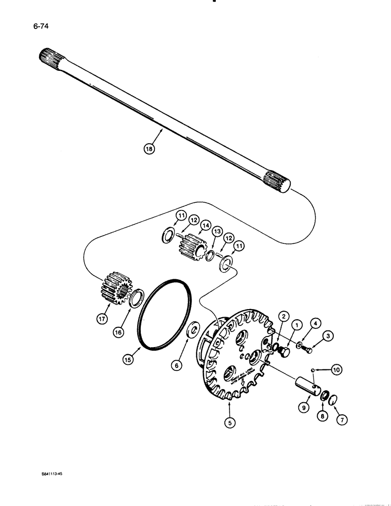 Схема запчастей Case W30 - (6-74) - AXLE SHAFT AND PLANETARY, FRONT AND REAR (06) - POWER TRAIN