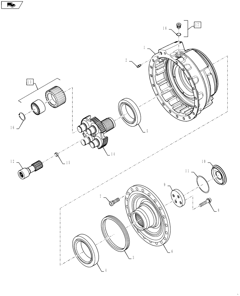 Схема запчастей Case 621F - (27.100.05[01]) - REAR AXLE LOCKING AXLE DRIVE OUTPUT (27) - REAR AXLE SYSTEM