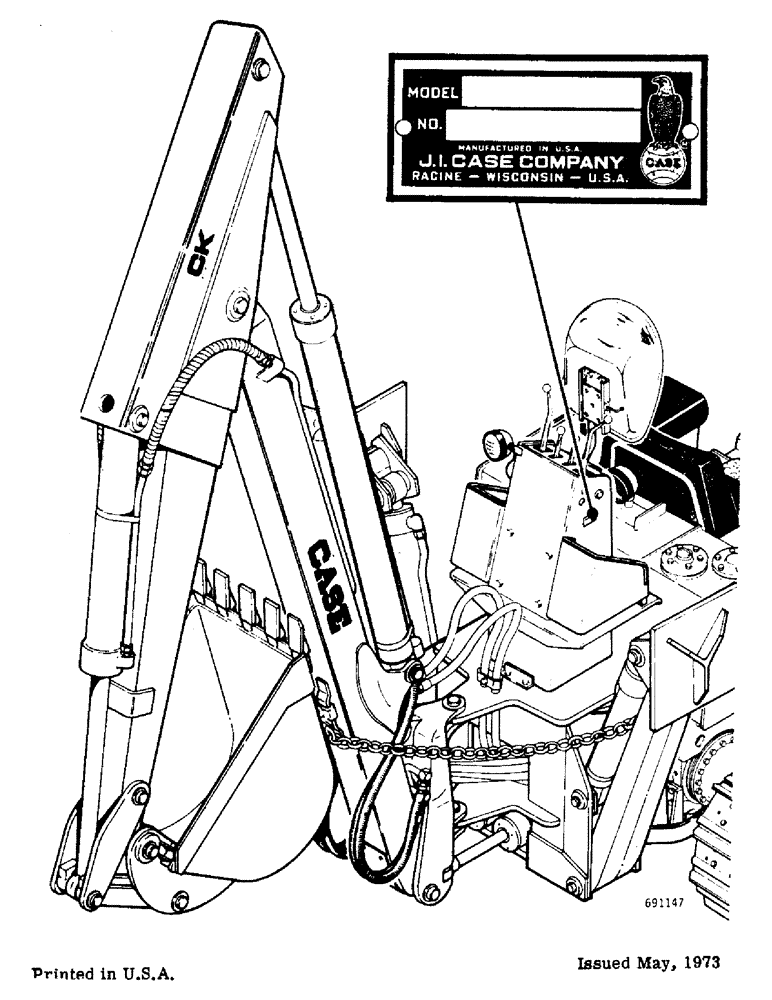 Схема запчастей Case 36 - (01B) - MODEL 36 BACKHOE, FOR 850 AND 1150 CRAWLERS, SERIAL NUMBER LOCATION 