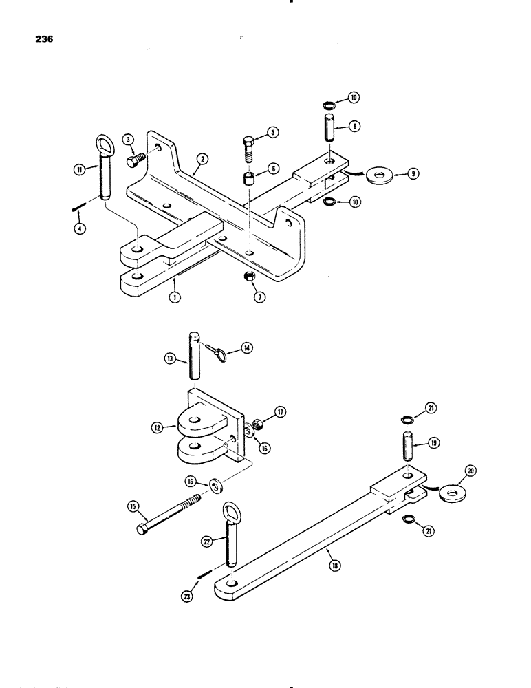 Схема запчастей Case 455B - (236) - DRAWBARS, MODELS WITHOUT REAR MOUNTED EQUIPMENT (05) - UPPERSTRUCTURE CHASSIS