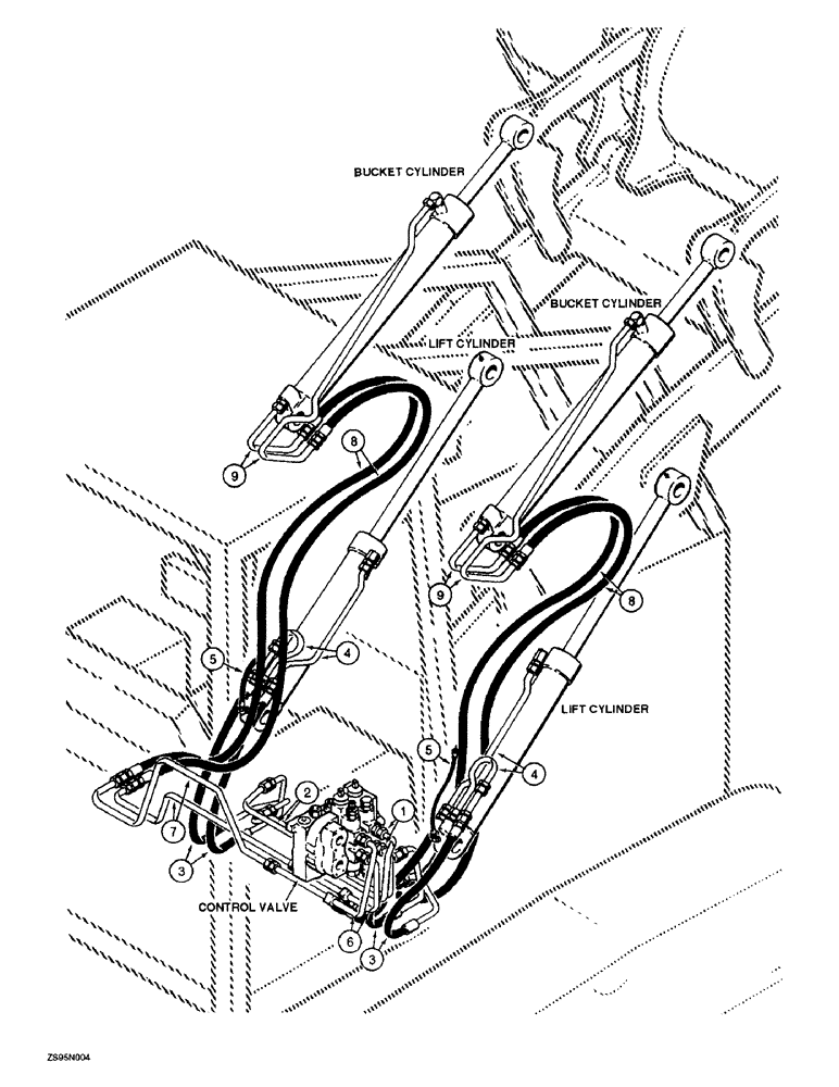 Схема запчастей Case 855E - (1-16) - PICTORIAL INDEX, LOADER HYDRAULICS, LIFT AND BUCKET CYLINDERS (00) - PICTORIAL INDEX