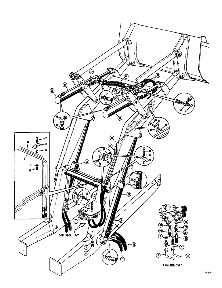 Схема запчастей Case 26 - (038) - LOADER LIFT AND TILT HYDRAULICS, USED WITH DUAL TILT CYLINDERS ONLY 