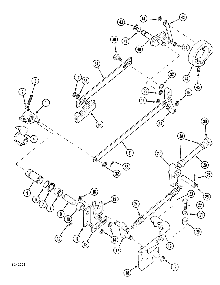 Схема запчастей Case 380B - (8-256) - DRAFT CONTROL LINKAGE IN REAR FRAME (08) - HYDRAULICS