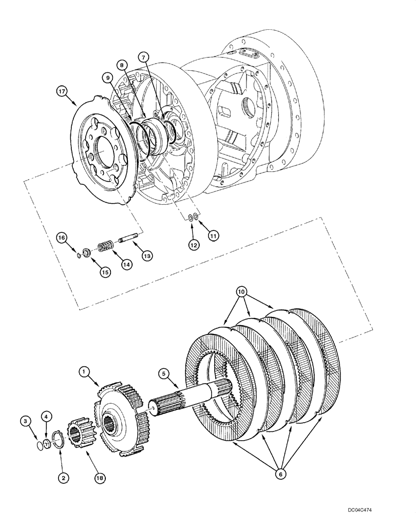 Схема запчастей Case 845 - (06.26[00]) - REAR AXLE GRAZIANO - SERVICE BRAKE ASSEMBLY (06) - POWER TRAIN