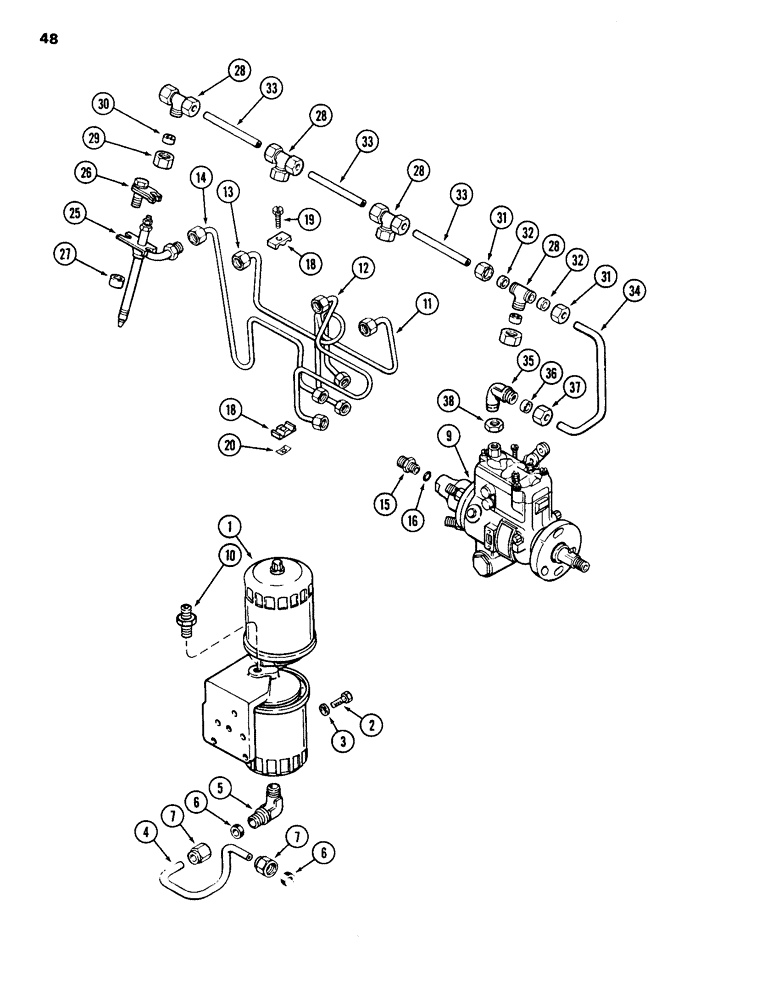 Схема запчастей Case 586D - (048) - FUEL INJECTION AND FILTER SYSTEM, 188 DIESEL ENGINE (10) - ENGINE