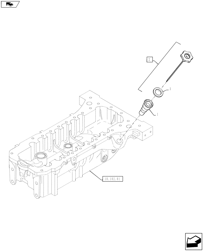 Схема запчастей Case F4DFE613B A004 - (10.304.03) - ENGINE OIL DIPSTICK (10) - ENGINE