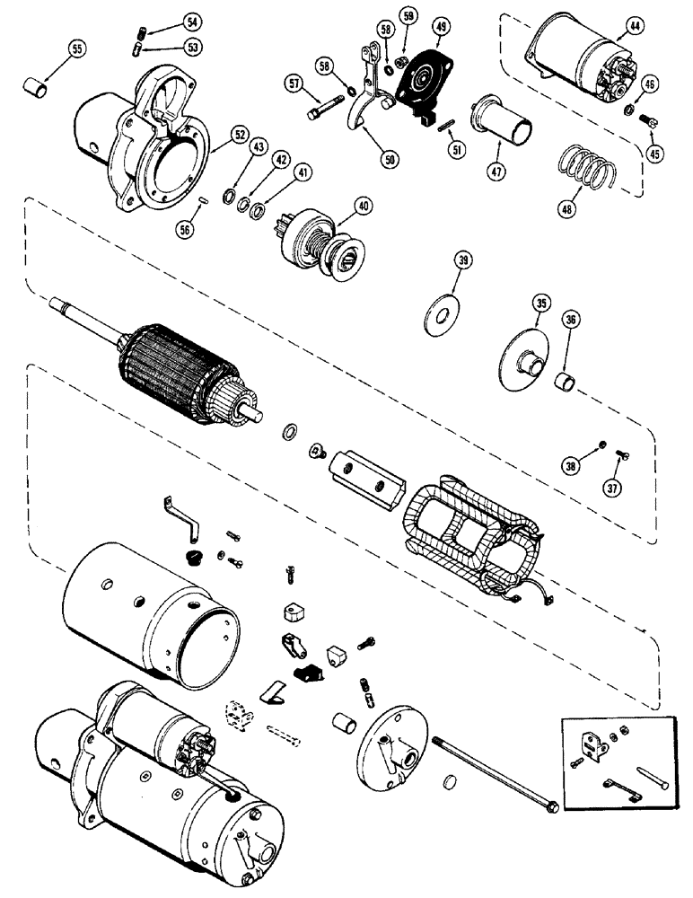 Схема запчастей Case 580B - (123A) - A51873 STARTER, (188) DIESEL ENGINE, MECHANICAL SHUTTLE, 1ST USED TRAC SN 838684 (04) - ELECTRICAL SYSTEMS