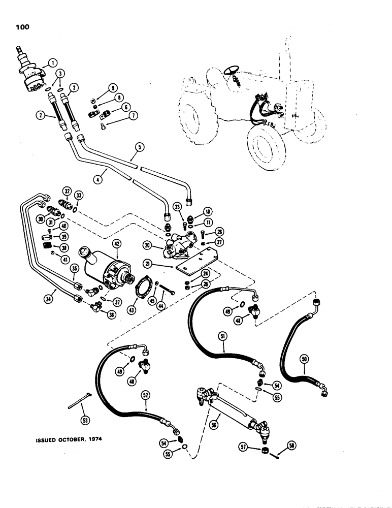 Схема запчастей Case 480B - (100) - HYDROSTATIC STEERING SYSTEM, HYDROSTATIC STEERING 