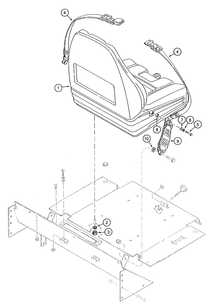 Схема запчастей Case 1835C - (9-40) - DELUXE SEAT MOUNTING AND SEAT BELTS (09) - CHASSIS/ATTACHMENTS