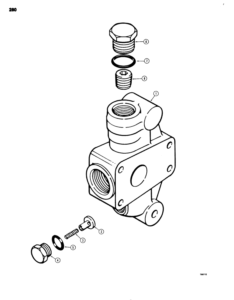 Схема запчастей Case 680G - (280) - BACKHOE CONTROL VALVE, G34895 MID-INLET SECTION (08) - HYDRAULICS