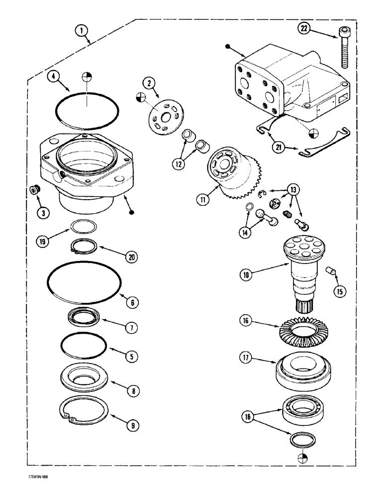 Схема запчастей Case 688BCK - (7-24) - TRAVEL MOTOR - MONO-SPEED, 688B CK (120301-) (07.1) - UNDERCARRIAGE HYDRAULICS