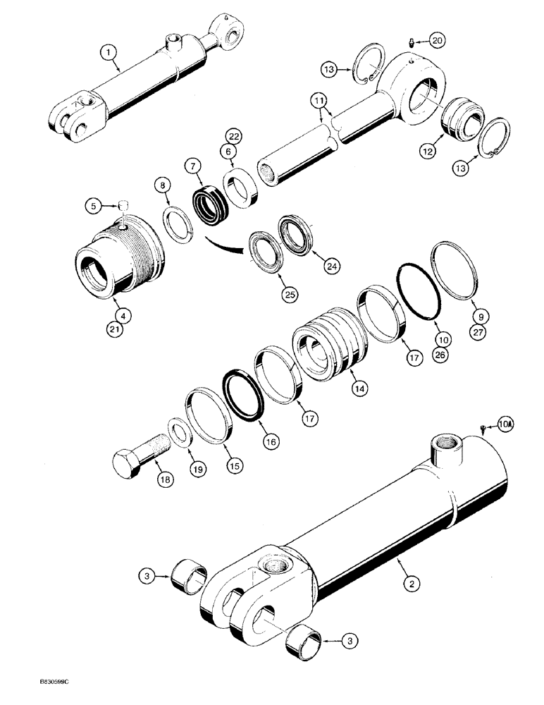 Схема запчастей Case 580SK - (8-144) - THREE-POINT HITCH LIFT CYLINDER (08) - HYDRAULICS