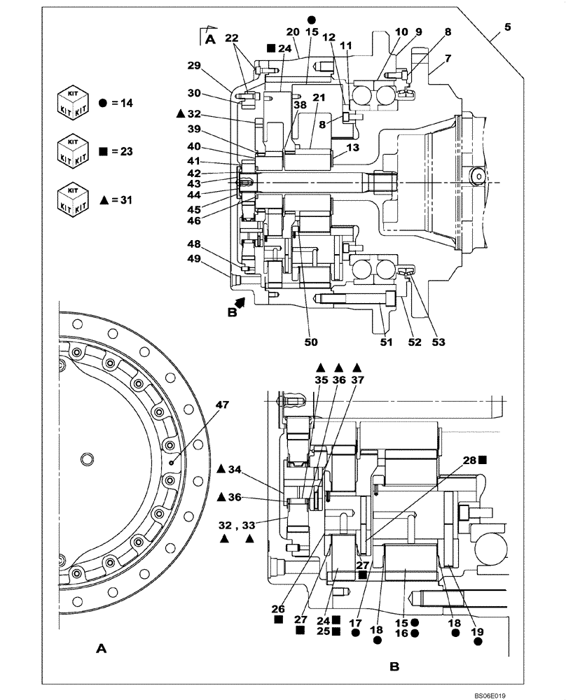 Схема запчастей Case CX800B - (06-02) - TRAVEL REDUCTION GEAR (06) - POWER TRAIN