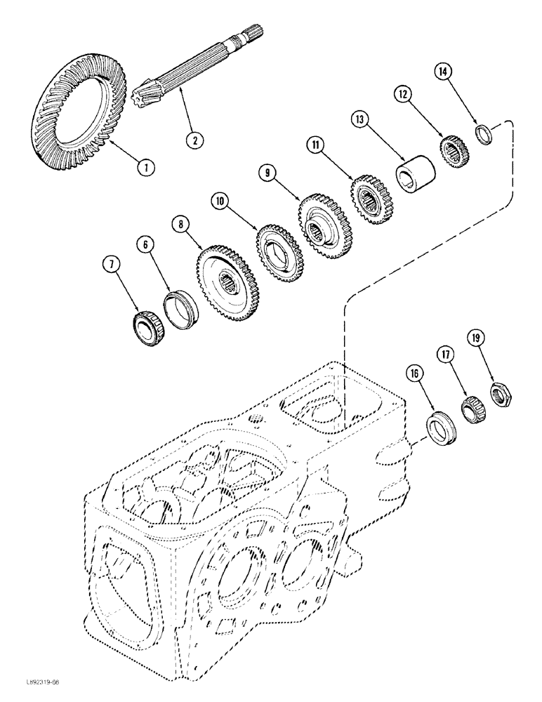 Схема запчастей Case 480F - (6-54) - TRANSAXLE, COUNTERSHAFT (06) - POWER TRAIN