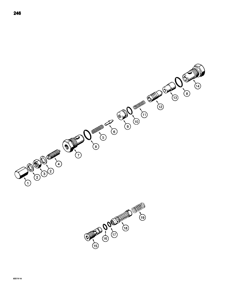 Схема запчастей Case 680H - (246) - HYDRECO LOADER CONTROL VALVE, RELIEF VALVES, MAIN RELIEF (08) - HYDRAULICS