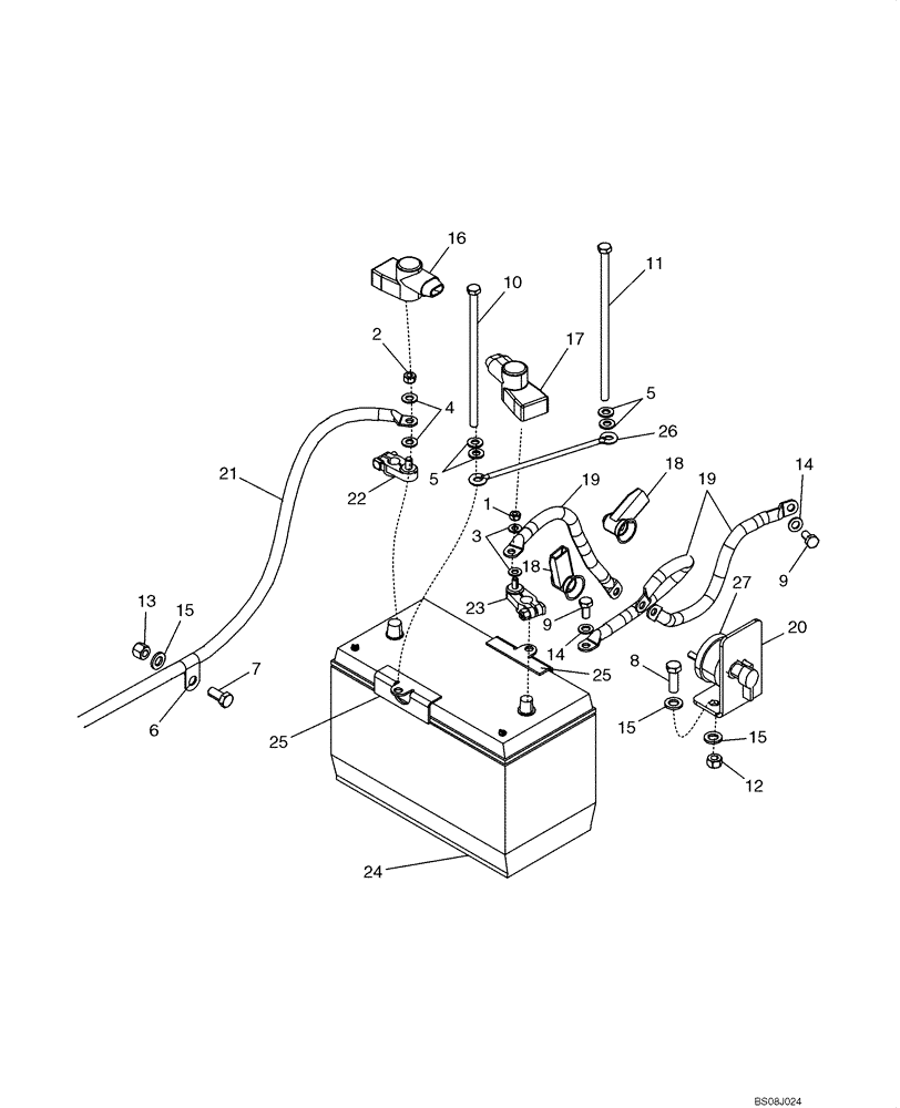 Схема запчастей Case 650L - (55.201.02) - BATTERY, SINGLE - CABLES (55) - ELECTRICAL SYSTEMS