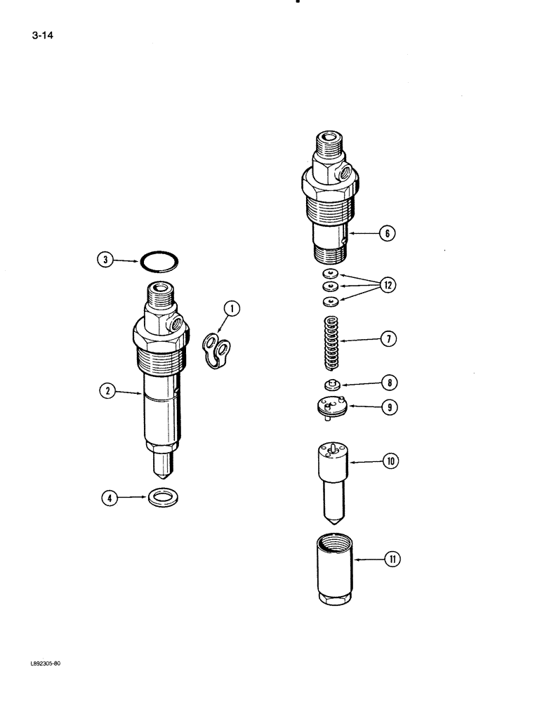 Схема запчастей Case 480E LL - (3-14) - FUEL INJECTION NOZZLE, 4-390 ENGINE (03) - FUEL SYSTEM